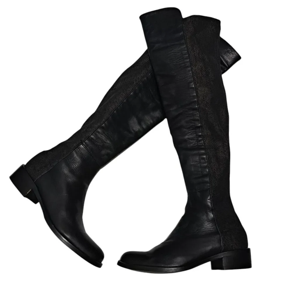 Sesto Meucci Leather Riding Slouchy Knee High Phyton Print Gothic Boots Size 7